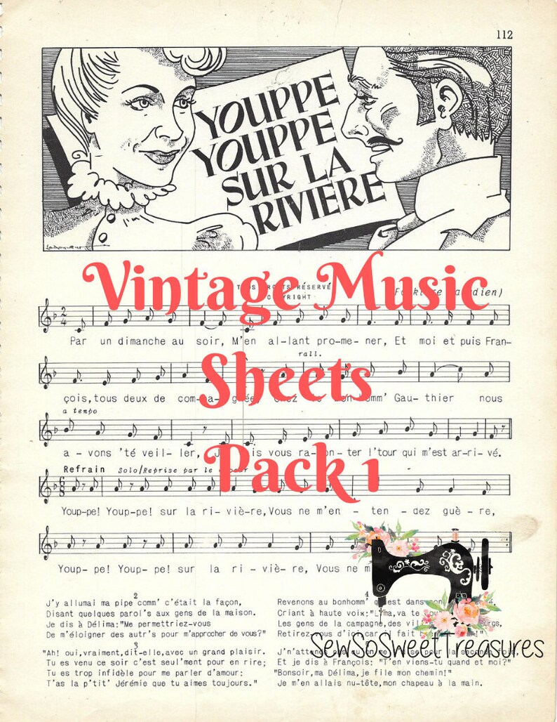 art Vintage Music Sheets Pack 1 paper crafts tags Instant Download ephemera scrapbooking junk journals pack of 10 DIGITAL PDF