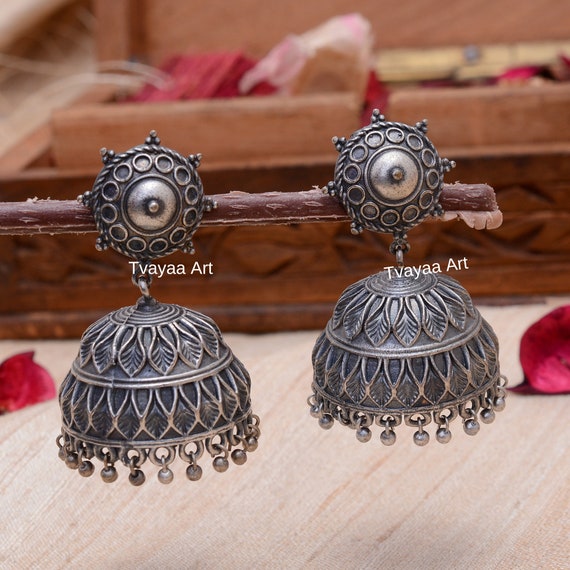 Handcrafted Oxidized Silver Big Jhumka Earrings, Light Weight Big Jhumka  Jhumki, Black Silver Polish, Traditional Ethnic Boho Women Jewelry - Etsy