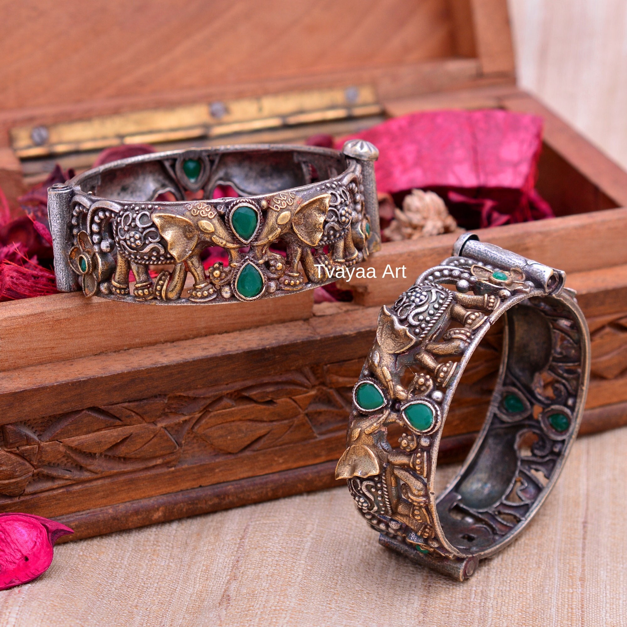 Oxidized Brass Cuff Bracelet with Traditional Armenian Motif