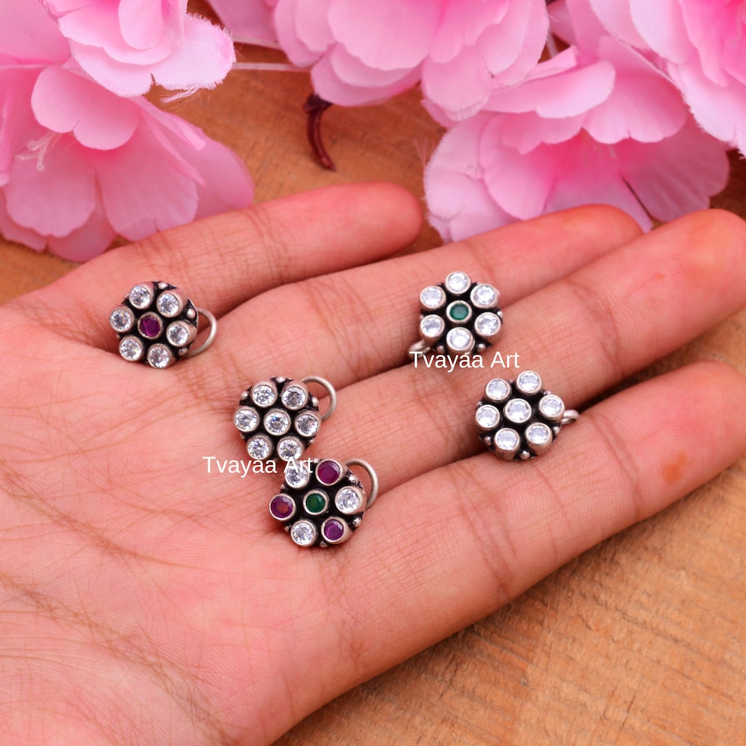 925 Sterling Silver Nose Rings, Boho Nose Hoop/clip, Pure Silver Nose Stud, Indian Women Pure