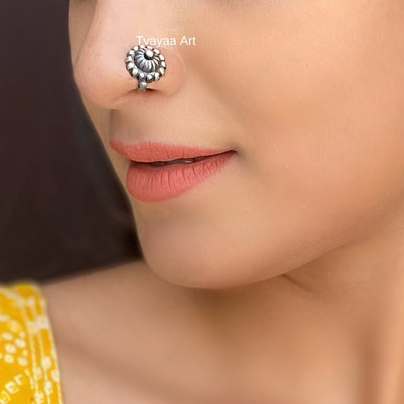 Nose Nose Hoop Ring Nose Nostril Hoop Silve For Girls Double For Women Nose  Hoop Ring Spiral Jewelry Piercing For Piercing Hoop S925 Nose Jewelry  Silicone Nose Piercing (Black, One Size) :