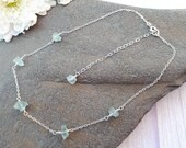 Raw aquamarine necklace in sterling silver. March birthstone gift. Mothers day gift. Aquamarine choker.