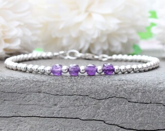 40th birthday gifts February birthstone bracelet. Amethyst bracelet sterling silver. 40th birthday bracelet. .