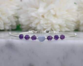 Amethyst bracelet sterling silver. February birthstone bracelet. February birthstone gift.