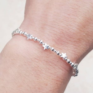 60th birthday gifts Sterling silver star bracelet with slider clasp. 60th birthday bracelet. Mothers day gift.