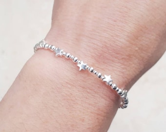 60th birthday gifts Sterling silver star bracelet with slider clasp. 60th birthday bracelet. Mothers day gift.