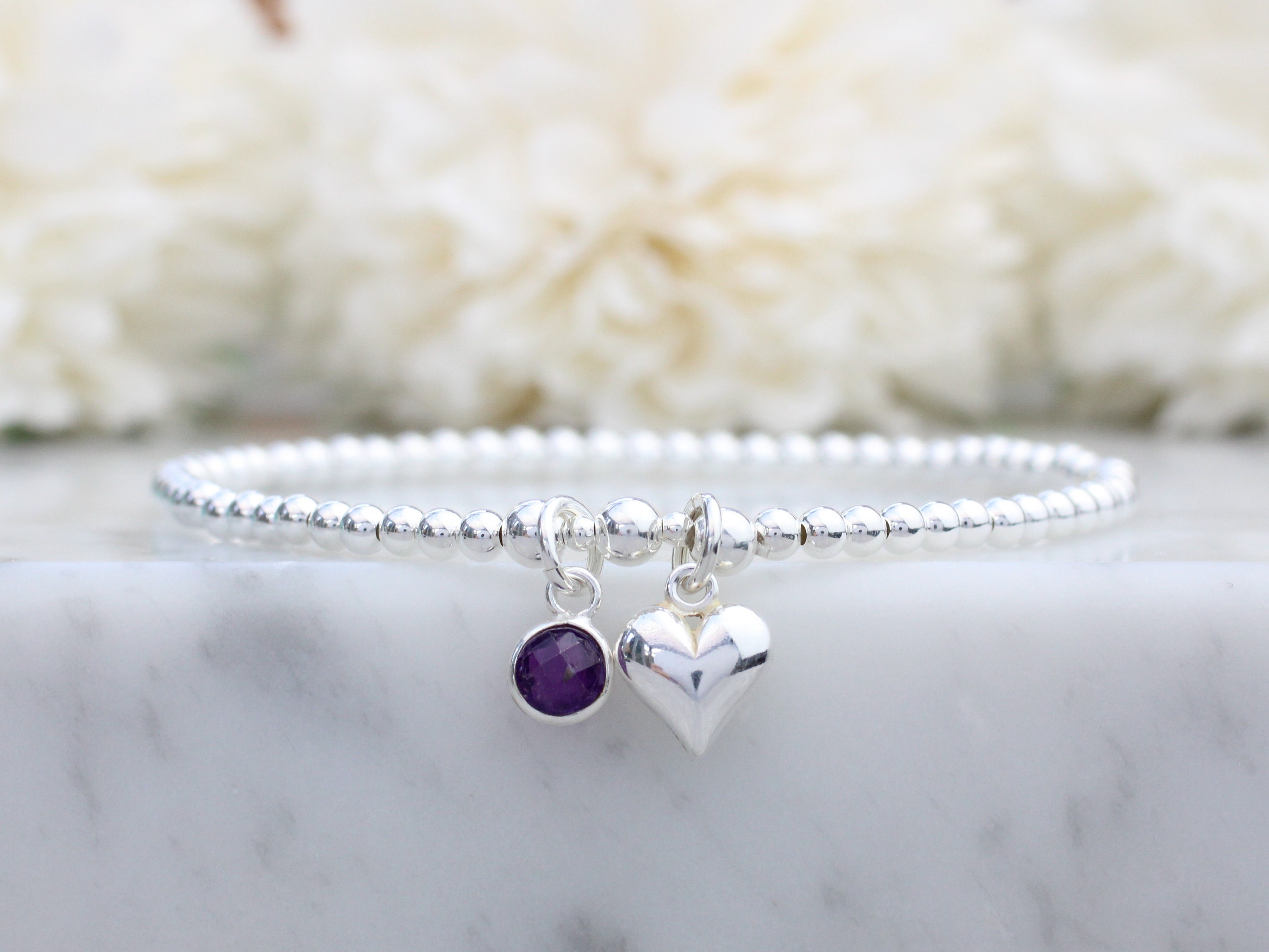 ★rosemont★ SILVER bracelet (February birthstone) RC0342 February Birthstone Bracelet. Sterling Silver Stretch