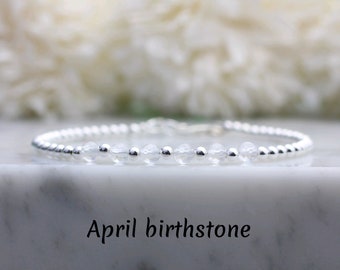 60th birthday bracelet. April birthstone bracelet. Quartz bracelet sterling silver. 60th birthday bracelet. Mothers day gift. NEW!