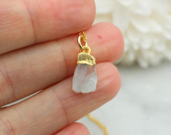 Raw moonstone necklace in gold. June birthstone necklace. Available in child and adult sizes. June birthday gifts.