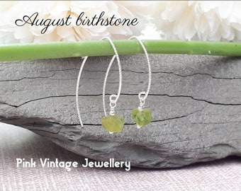 Raw peridot earrings sterling silver. August birthstone earrings. August birthstone gift. Christmas gifts for her.