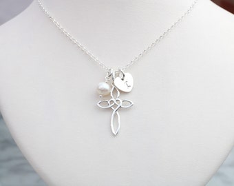 Sterling silver personalised cross and chain necklace. Confirmation gift for girls and women. Personalised gifts. Mothers day gift.