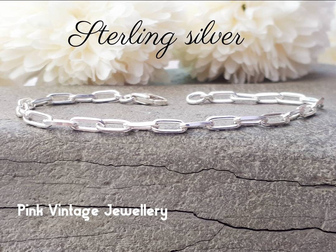 Paperclip Ankle Bracelet Sterling Silver. Anklets for Women Etsy