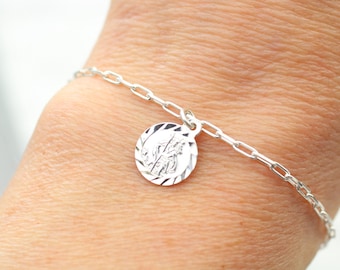 Sterling Silver Saint Christopher Charm Bracelet with welded links for a lifetime of wear - Adjustable Travel Protection