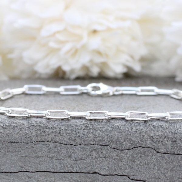 Paperclip ankle bracelet sterling silver. Anklets for women sterling silver. Chunky chain anklet. Mothers day gift.