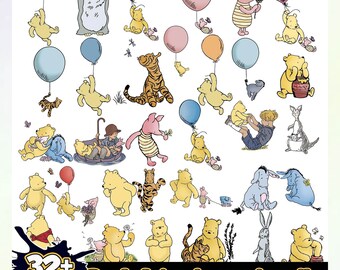 New Winnie the Pooh ClipArt/ 25 SVG Designs/ Classic Winnie the Pooh/ Classic Pooh Bundle/ Watercolor Pooh