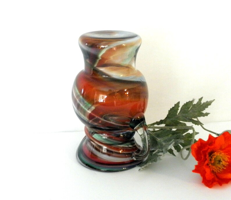 Vintage Vase Antique Pitcher Collectible Glass Art Mid Century Hand Blown Glass