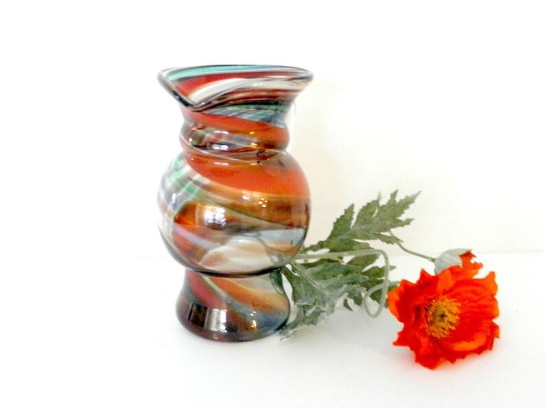 Vintage Vase Antique Pitcher Collectible Glass Art Mid Century Hand Blown Glass