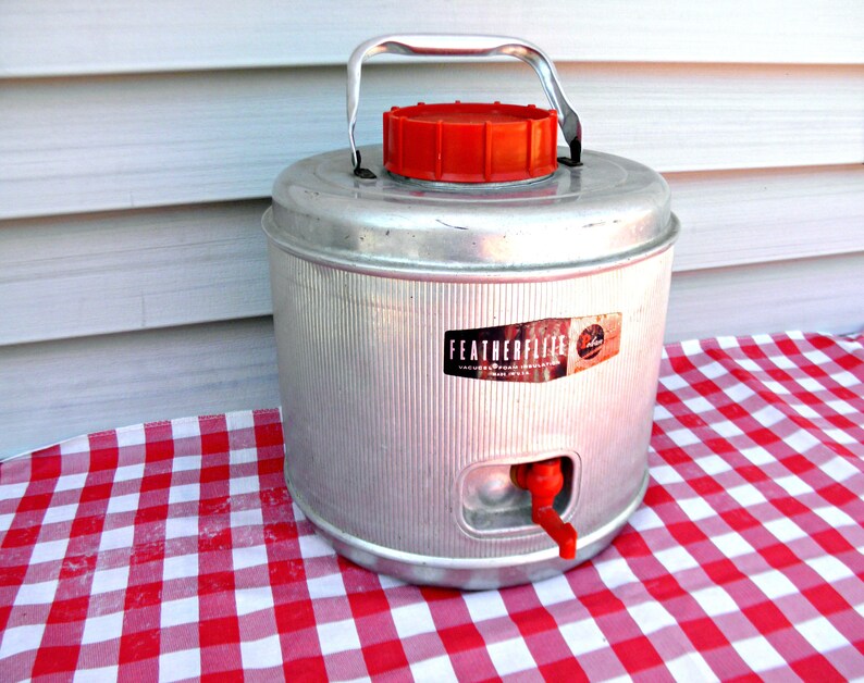 Vintage Mid Century Picnic Container Retro Cooler Old Insulated Drink Jug 1960/'s Water Cooler Poloran Featherflite Jug Antique Camping