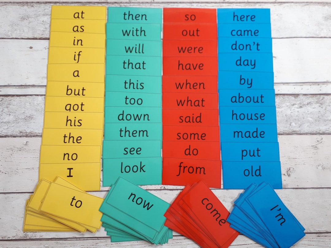 First 100 words flash cards home schooling reading phases 2 5