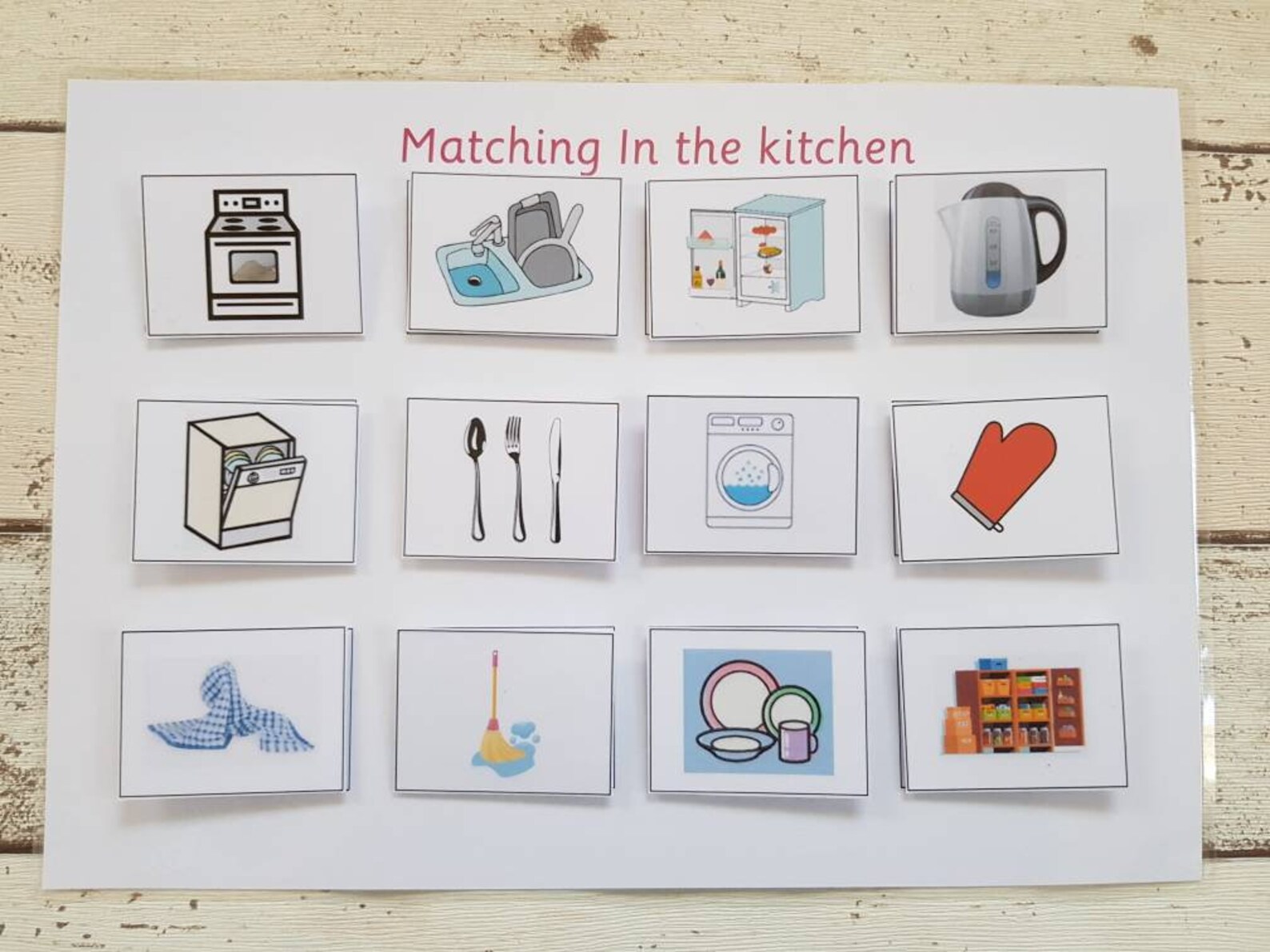 Kitchen matching game Montessori activity for toddlers early Etsy
