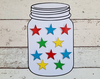 Star jar, reward jar to aid children's behaviour, interactive, add stars, promote good actions, motivational, laminated, positive behaviour