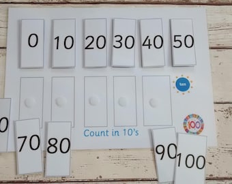 Count in 10's numeracy activity for children, learn 10 times table, order numbers in 10's, numeracy game, numeracy teaching resource, EYFS