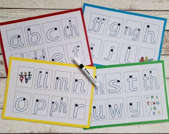 Welsh alphabet tracing boards, learn to write Welsh alphabet pack, early years writing tool, educational resource, laminated wipe off boards