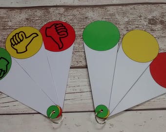 Traffic light fan, educational resource, non verbal, behavioural tool, early years, EYFS, SEN, special needs, reception class, thumbs up,