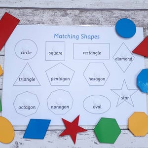 Shape matching learning resource, interactive educational game, home schooling, visual learner, children's development, learn shape names Shape -names