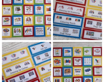 Toy box labels for the playroom and classroom, toy storage decal, labels for toy boxes, independence, reading resource, visual labels, SEN.