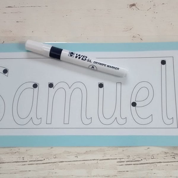 Learn to write name card, personalised name card, handwriting, writing practice, home schooling, name recognition, EYFS, SEN, early learning