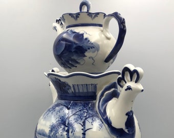 Unique  Porcelain  Gzhel Samovar Hand Painted  Limited Collection Exclusive Gift Collectible Item Gift For Her Family Gift