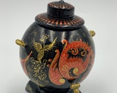 Russian Palekh Samovar Lacquer Box quot Sun Bird quot Hand Painted, Papier Mache, Jewelry Box, Gift for Her, Mother 39 s gift, Exclusive box
