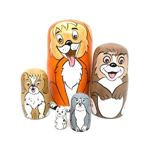 Made in Ukraine! Dog Nesting Doll  Hand Painted Matryoshka Doll 5pieces  Funny Gifts Kids Room Decor Kids Gift  Wood toys for Kids