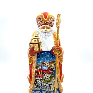 Wooden Carved Santa Claus #0051 12.2&quot; Height Hand carved St. Nicolas decoration Home decor Gift for her / Family present /Christmas gift