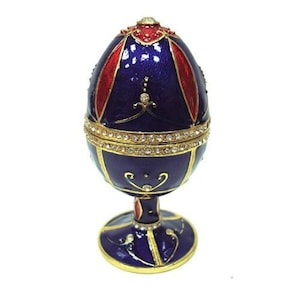 Ukrainian Faberge Style Blue Easter Egg 4&quot; (10.5  cm) Height , Crafted With Enamel & Swarovski Crystals, Easter Egg, Gift  Home Decoration