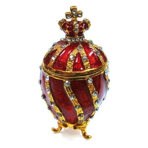 Ukrainian Faberge Style Red  Easter Egg 2.3&quot; (6 cm) Height , Crafted With Enamel & Swarovski Crystals, Easter Egg, Gift  Home Decoration