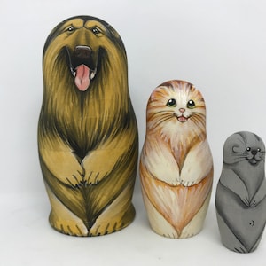 MADE IN UKRAINE!  Dog Nesting Doll #1 4.3&quot; Wood,  Handmade Hand carved  doll, Christmas gift,