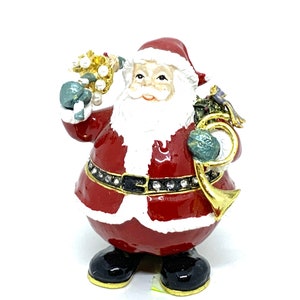Jewelry metal box,  Santa metal figurine,  Decoration, Collectable. Decor