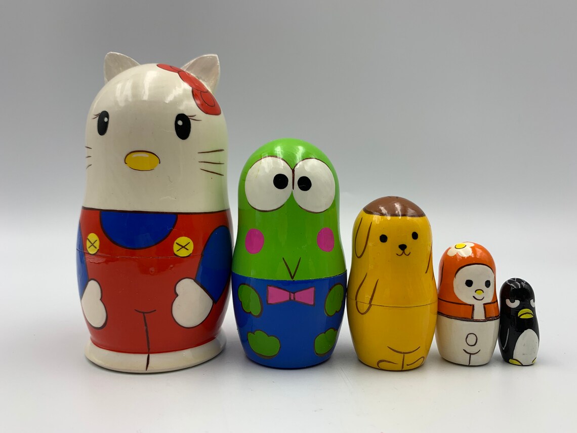Cartoon Nesting Doll Hand Painted Matryoshka Doll 5pieces Etsy