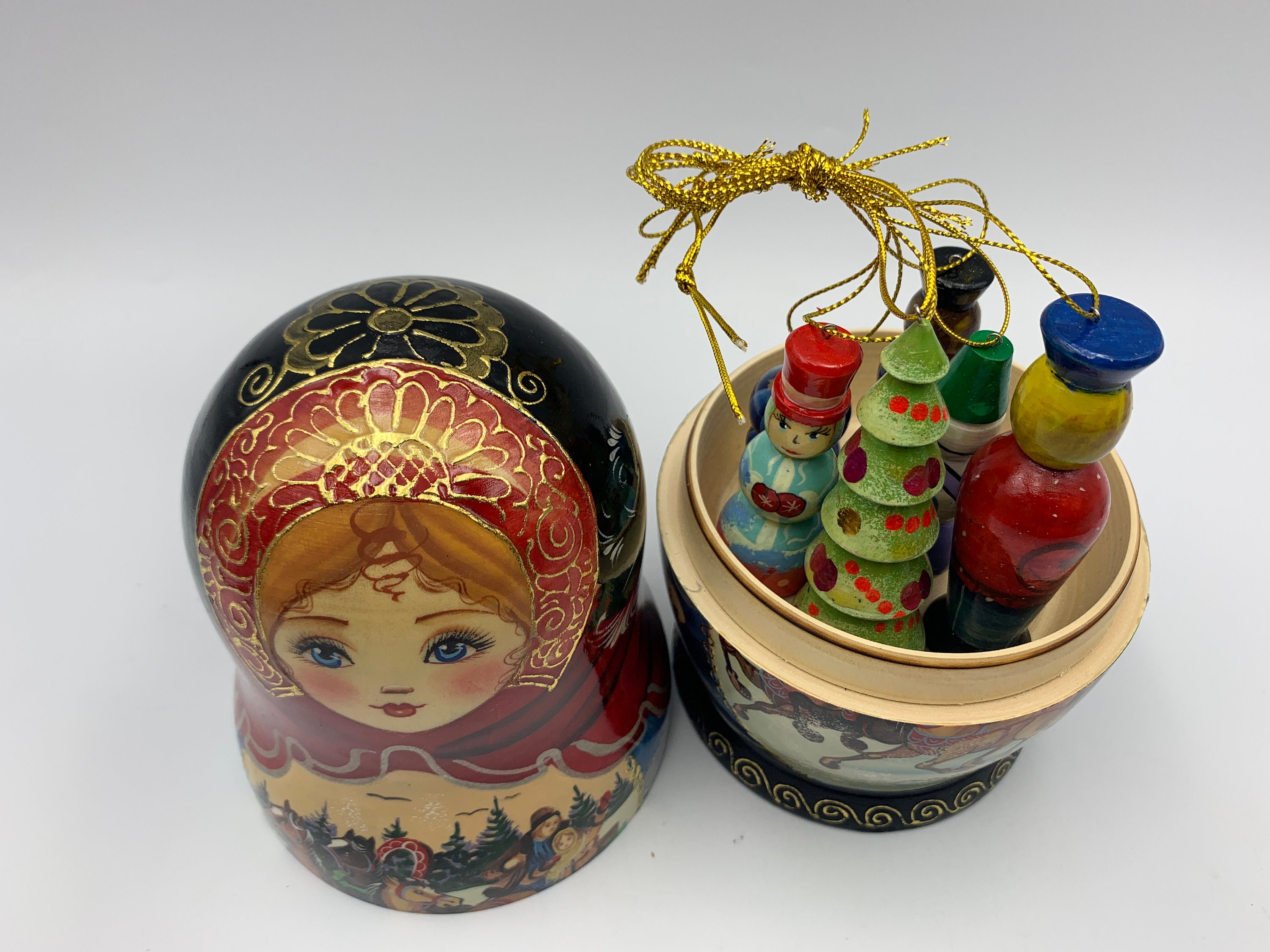 Russian Nesting doll with Christmas ornaments 7.5 Wooden Etsy