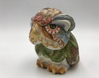 Owl  Porcelain  Sculpture Unique Handmade Limited Collection Limoges Porcelain