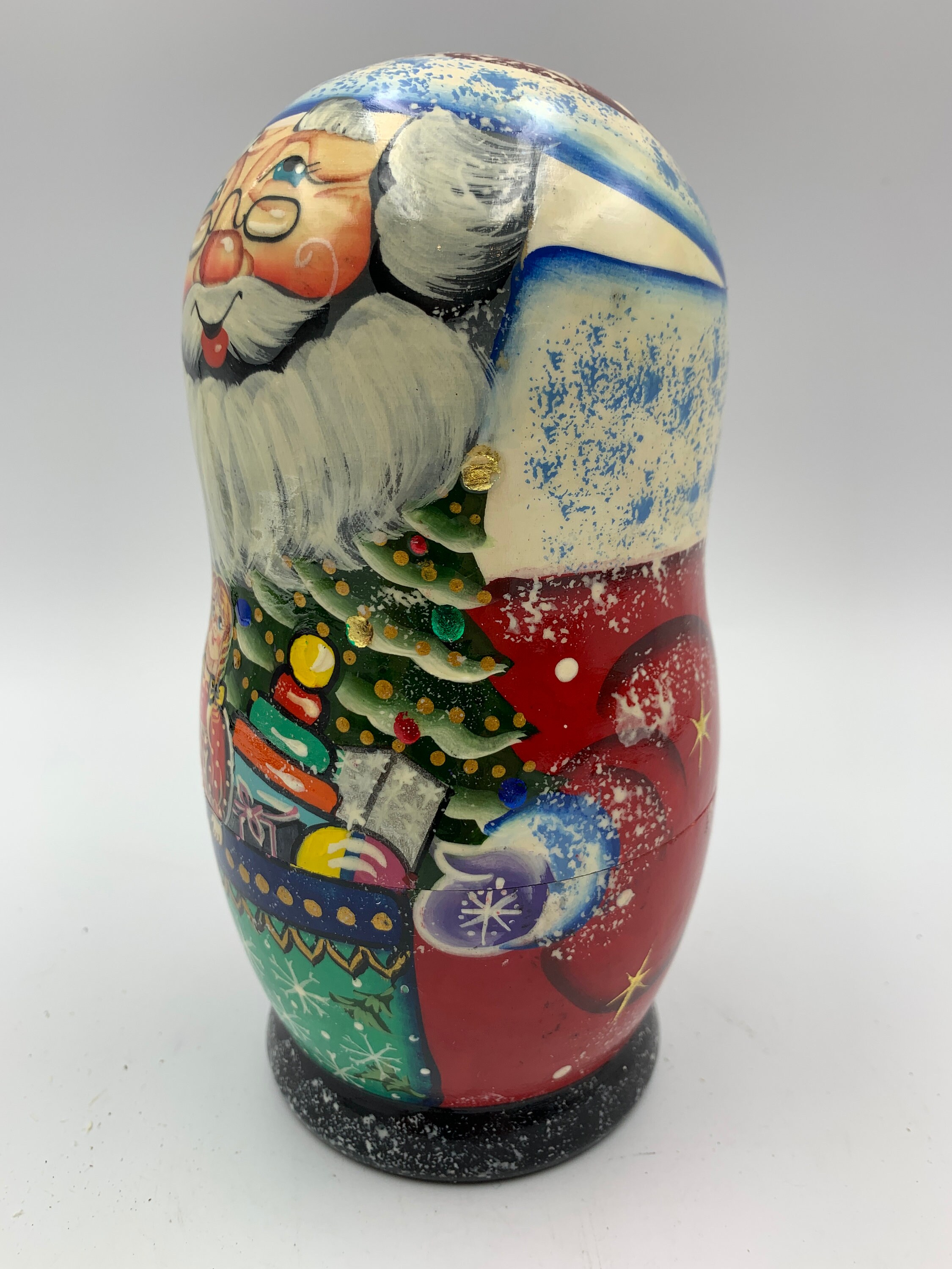 Russian Santa Nesting doll with Christmas tree decorations 7 Etsy