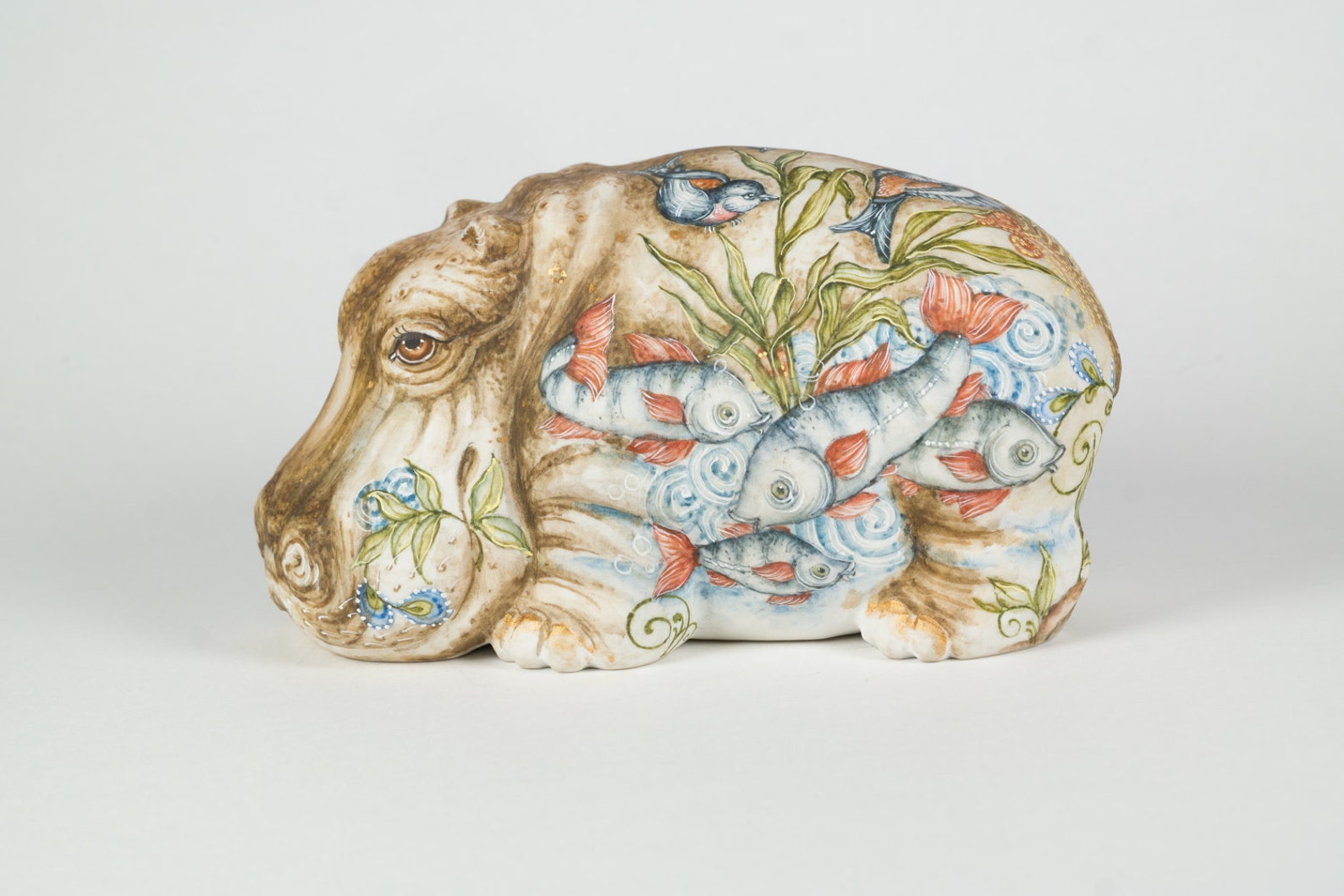 One of a kind Hippopotamus Porcelain Sculpture Unique | Etsy