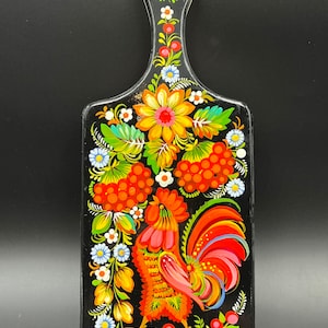 MADE IN UKRAINE Petrykivka Kitchen Board  /  Ukrainian Flower Painted Wooden Board  / Hand Made /Original Ukrainian Souvenir