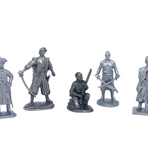 Set of five metal Kozak figurines / Handmade in Ukraine