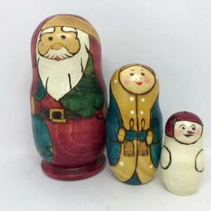 Made in Ukraine Christmas Nesting Doll #4 4.3&quot; Wooden Santa Claus Handmade Hand carved doll, Christmas gift, nesting doll