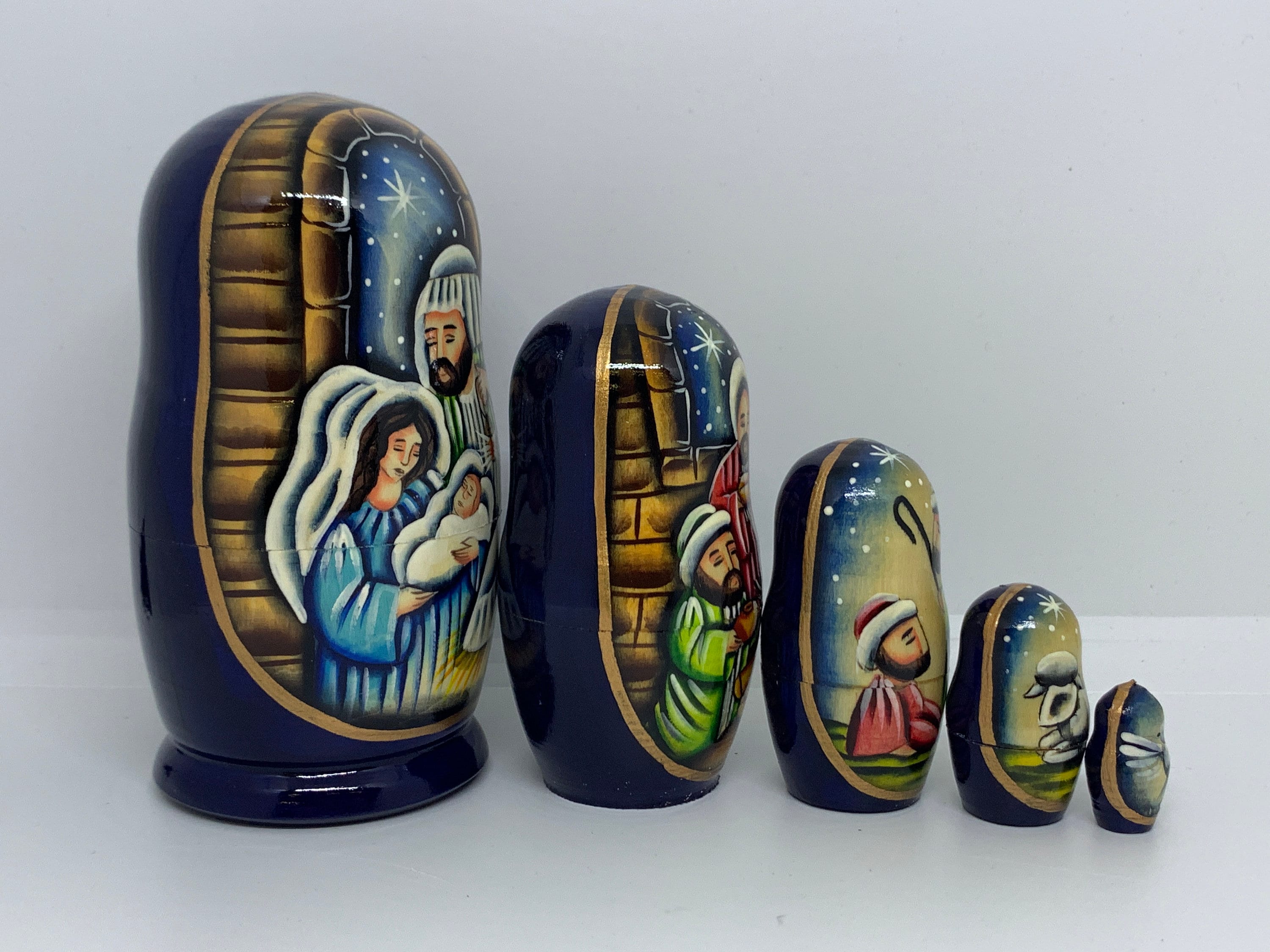MADE IN UKRAINE Nativity Nesting Doll 5 5pcs Wooden Etsy