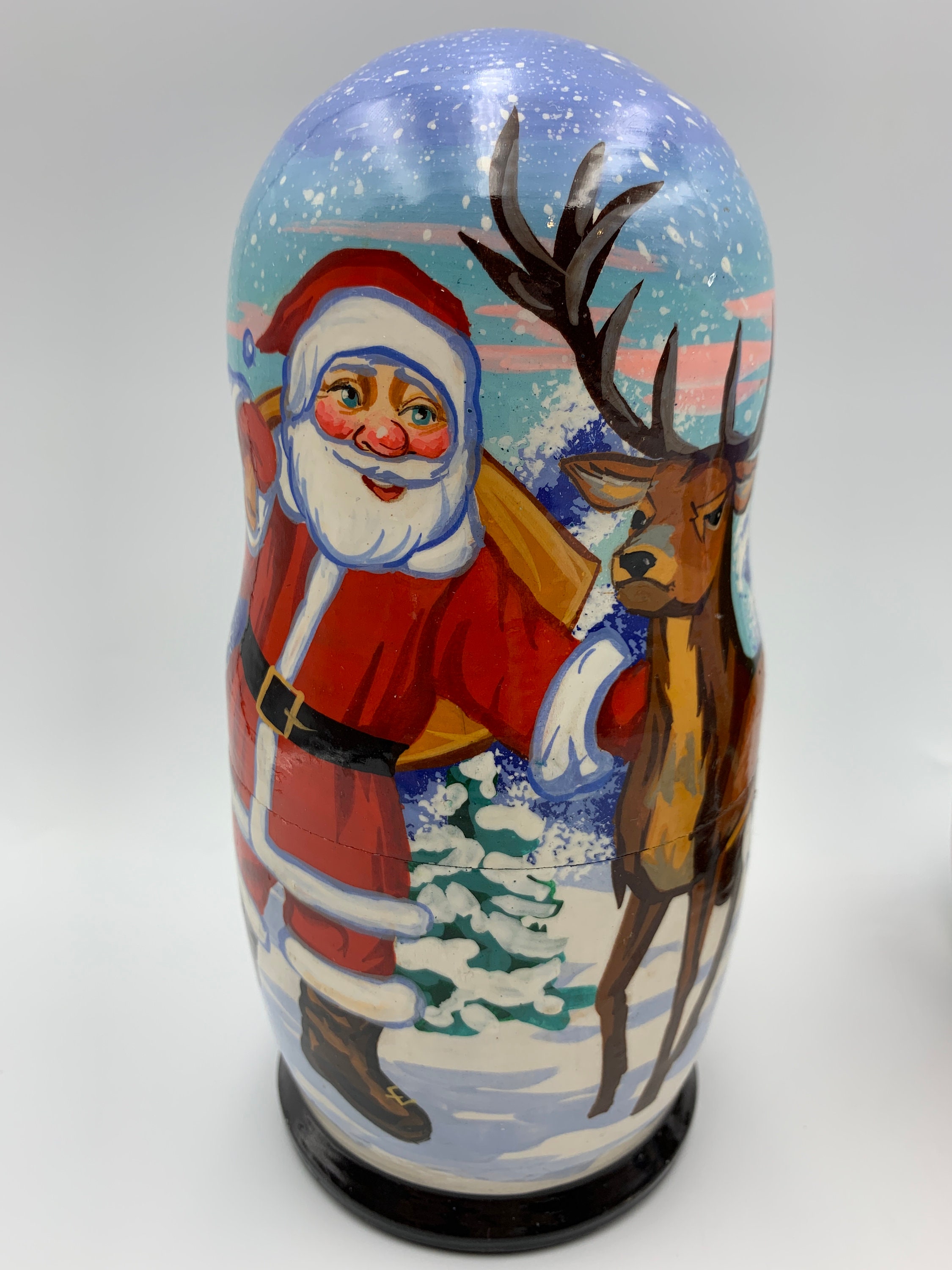 Santa Nesting Doll 7 5pcs Wooden Christmas Nesting doll Etsy