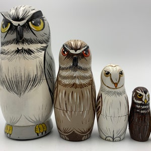 MADE IN UKRAINE Nesting Doll Owl 6.6&quot;  Handmade Nesting Doll  One of a kind Collectible  Gift Funny Gift  Gift for child Toy Hand Painted